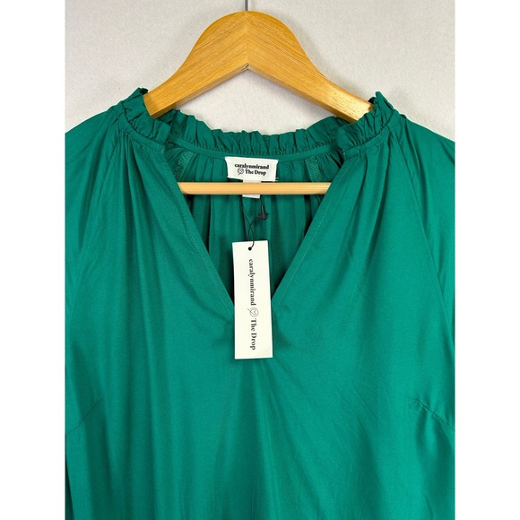 Boho Coastal Caralyn Mirand Women XS Green Tiered Ruffle V-Neck Mini Dress - Picture 2 of 10